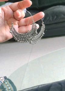 Elegant Oxidized Silver Jhumka Earrings