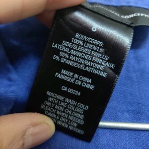 100% Linen Blouse Top From INC