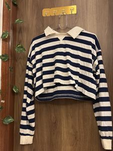Striped Cropped Rugby Shirt