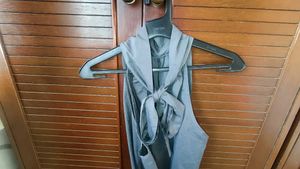 Mealeor Grey Halter Neck Maxi Dress | Tie Back