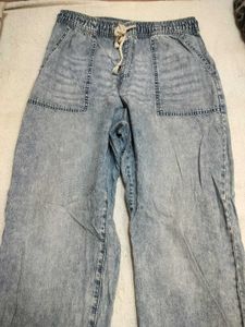 Light Wash Denim Jogger Pants