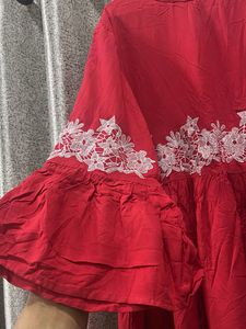 Red Embroidered Top