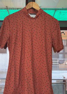 Trendy Printed Mock Neck Top