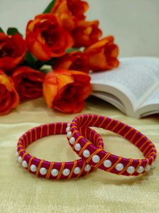 Handmade Bangles With Pearl🧡🩷