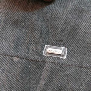Men's Classic Dark Jacket with Fur Collar