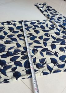 Cream Kurta with Blue Leaf Print