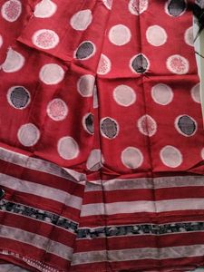 Red Polka Pure silk saree