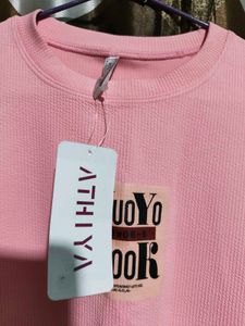 Pink Ribbed Cropped Top