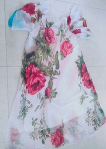 Floral Print Sheer Gown
