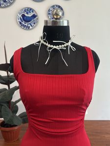 Chic Red Ribbed Bodycon Dress