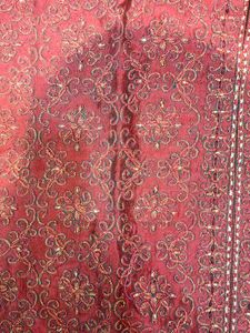 Men's Red Embroidered Kurta Set