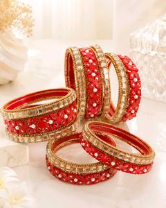 New Bangles Red &amp; Gold Embellished Bangle