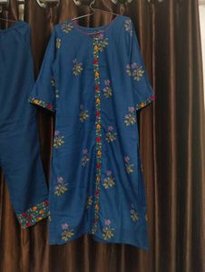 Blue Floral Print Kurta Set