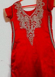 Elegant Red Kurti with Embellishments