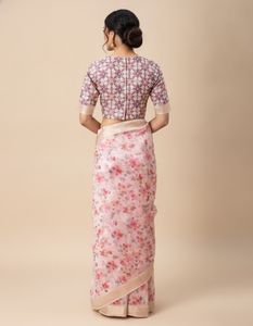Designer Printed Blouse and Brocade silk saree