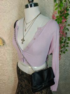 Cropped Cardigan with Button Detail