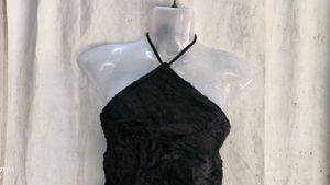 Black Halter Neck Fringe Top