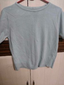 Light Blue Round Neck Short Sleeve T-Shirt