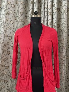 Stylish Red Open Front Cardigan