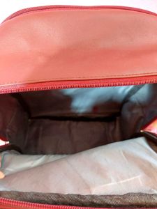 Maroon Backpack with Teddy Charm