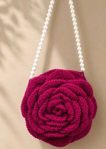 Handmade Rose Clutch with Pearl Strap