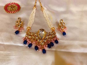 Elegant Kundan Necklace Set with Earrings