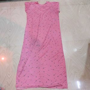 Pink Floral Print Nightgown with Lace Detail