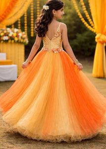 Stunning Girls Orange &amp; Cream Gown