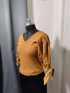 westside Mustard Yellow Puff Sleeve top
