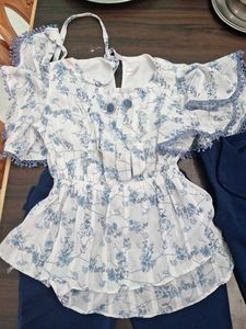 Baby Girl Top Cpari Set With Jacket