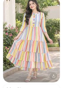 Colorful Striped Tiered gown