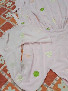 Pink Kurta with Floral Embroidery