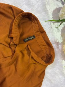 Satin Button-Up Long Sleeve Shirt