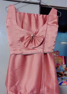 Elegant Pink Satin Saree with padded blouse