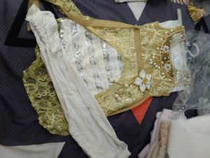 Girls Golden Embellished Lehenga Choli