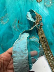 Designer Shaded Blue Net Saree