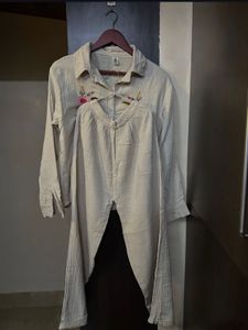 Zara inspired Embroidered Beige Co-ord set