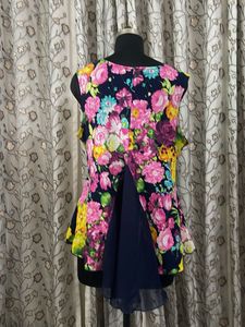 Vibrant Floral Sleeveless Peplum Top