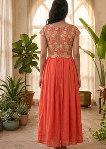 Elegant Coral Embroidered Gown( HIGH DISCOUNT)