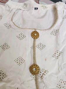 Cream Block Print Frock