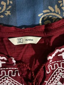 Burgundy Printed Top