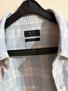 Men's Light Blue Plaid Button-Down Shirt