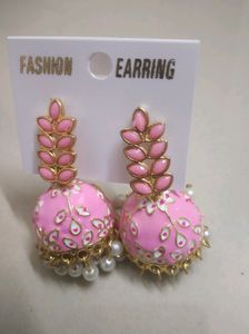 Pink Meenakari Earrings
