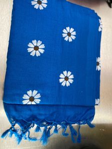 Blue Daisy Print Saree