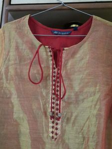 Beautiful Shiny Golden Yellow Layered Kurta