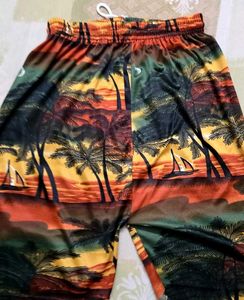 Tropical Print Beach Shorts