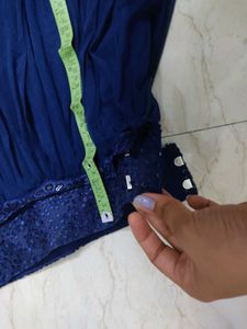 Royal Blue Net Skirt with Sequins