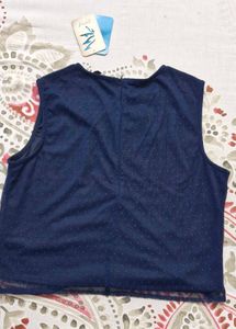 Navy Floral Embroidered Top
