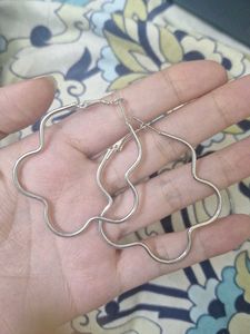 2 pair of Large Silver Hoop Earrings