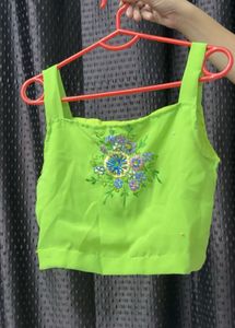 Lime Green Embroidered Lehenga Choli